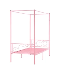 Slickblue Metal Canopy Bed with Headboard and Four Poster Frame.