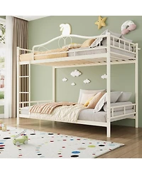 gaomon Twin Over Metal Bunk Bed with Ladder, Guardrails, 400 lbs Capacity, Space-Saving No-Noise Design