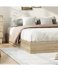 gaomon Full Size Wood Platform Bed Frame, No Headboard, Wood Slat Support, No Box Spring Needed, Burlywood