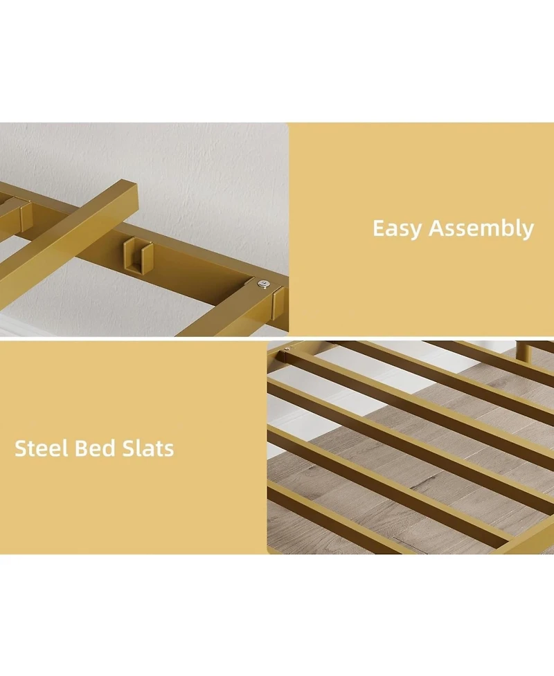 gaomon Twin Size Daybed Frame Metal Sofa Heavy Duty Metal Slats Living Room Bedroom Guest Space Saving Gold