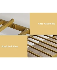 gaomon Twin Size Daybed Frame Metal Sofa Heavy Duty Metal Slats Living Room Bedroom Guest Space Saving Gold