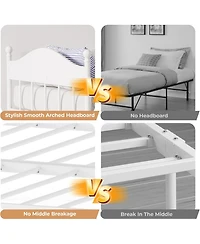 gaomon Twin Size Metal Daybed with Pop Up Foldable Trundle Stylish Headboard Sofa Bed Heavy Duty Steel Slats White