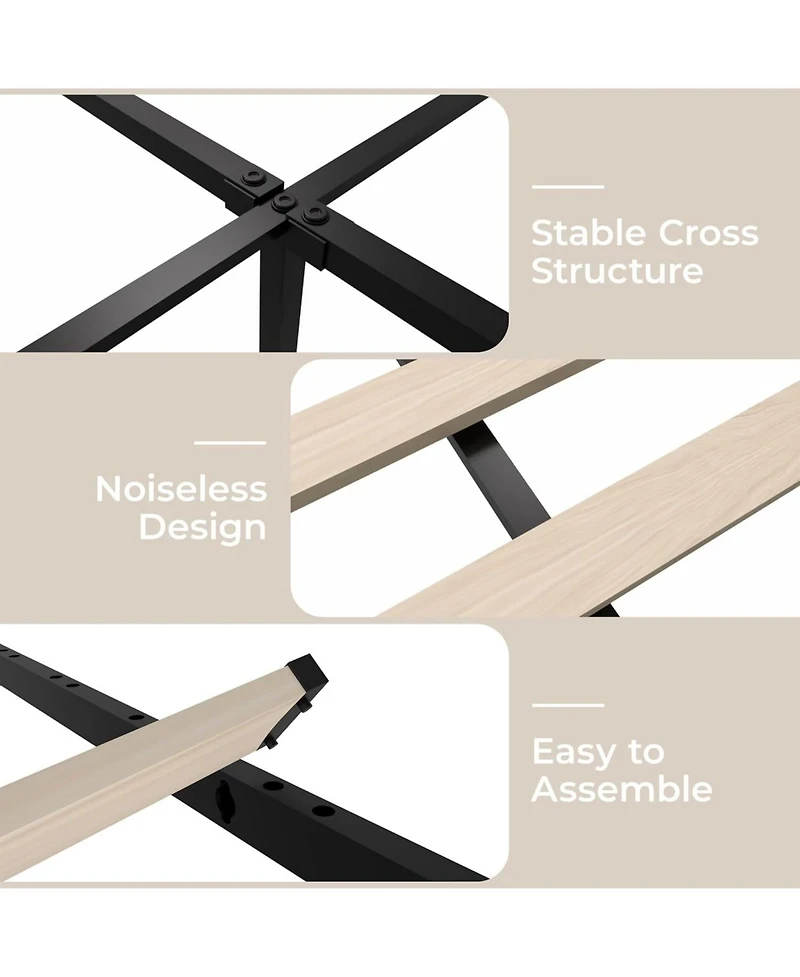 gaomon Easy Assembly Full Size Upholstered, Space Saving, for Living Room & Guest Room Platform Bed Frame