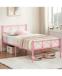 Gaomon Twin Bed Frame with Headboard, 12.2" H Metal Platform Bed Frame