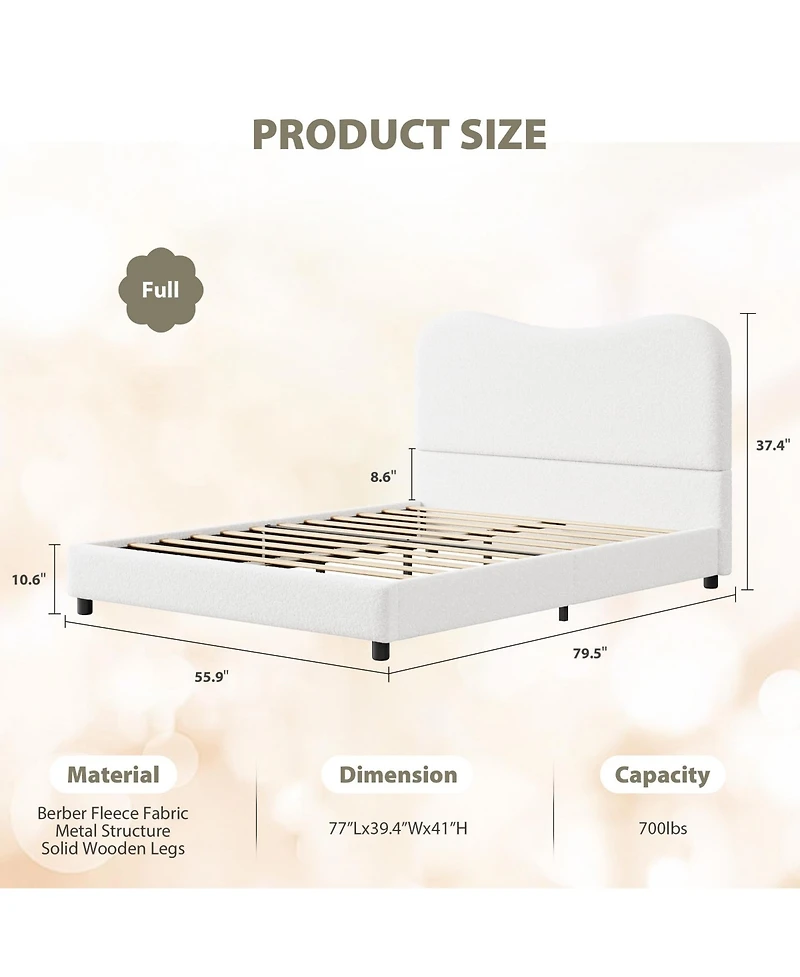 Gaomon Twin Size Velvet Upholstered Platform Bed Frame with Headboard, Low Profile Design for Kids