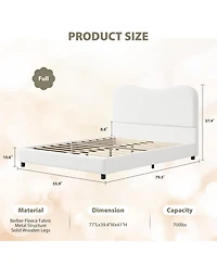 Gaomon Twin Size Velvet Upholstered Platform Bed Frame with Headboard, Low Profile Design for Kids