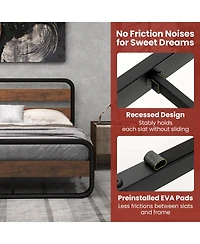 Sugift Arc Platform Bed with Headboard and Footboard - Queen