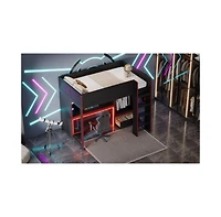 Flynama Black Wood Twin Size Loft Bed with BuiltIn Desk Wardrobe and Storage Drawer Led Lighting Space Saving Furniture for Kids and Teens Bedrooms