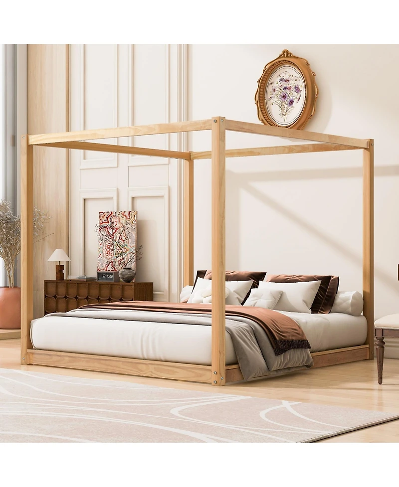 Clihome King Size Canopy Platform Bed with Support Legs