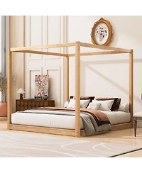 Clihome King Size Canopy Platform Bed with Support Legs