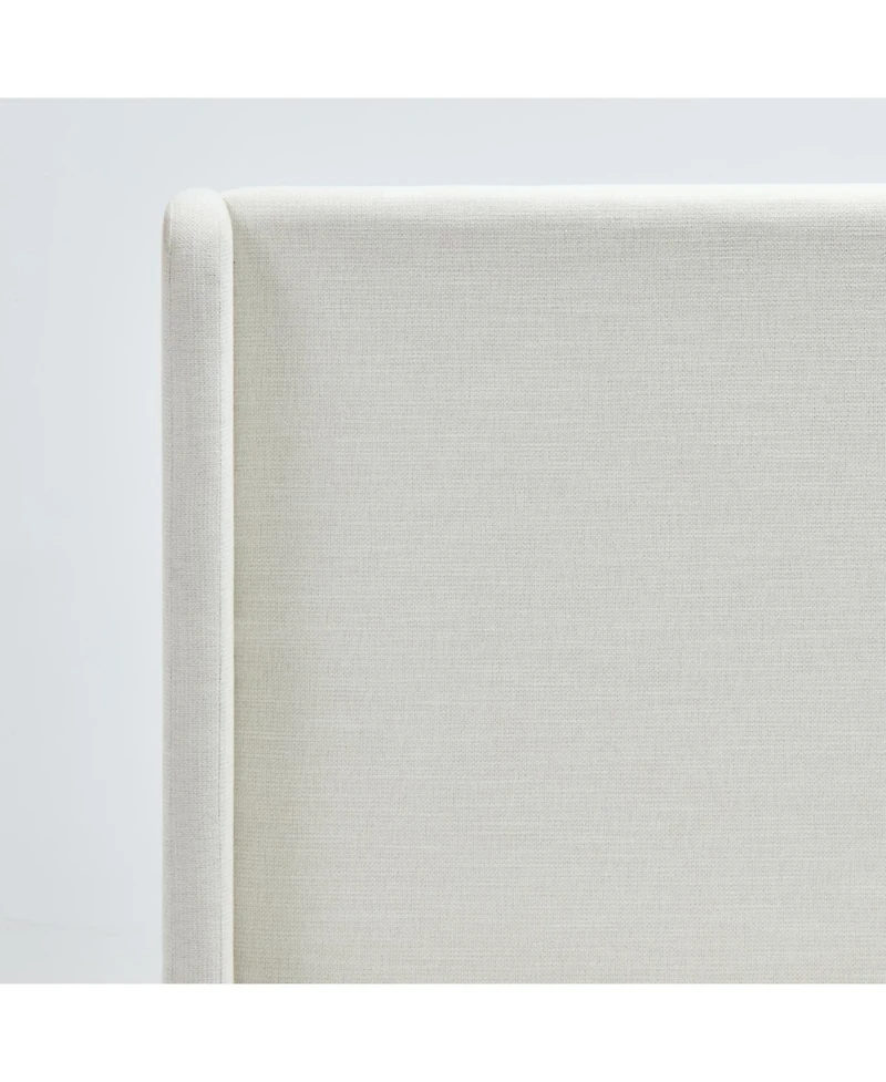 Streamdale Caron Textured Ivory Canvas Chenille Wingback Bed - Queen, Easy Assembly