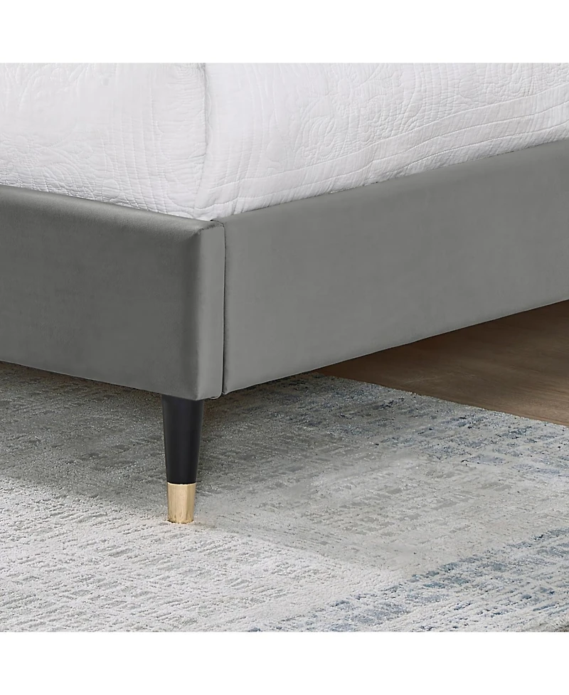 Streamdale Rozitta Gray Velvet Wingback Platform Bed, Queen