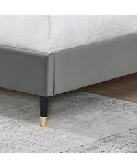 Streamdale Rozitta Gray Velvet Wingback Platform Bed, Queen