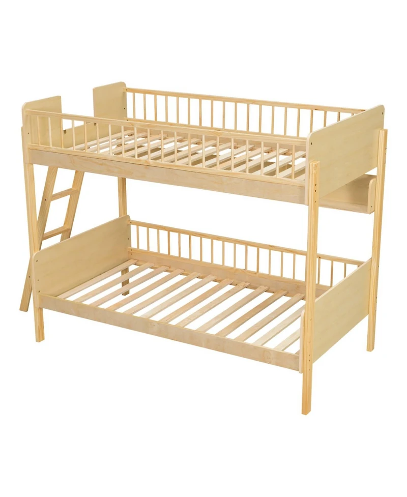 Streamdale Furniture Twin Wooden Bunk Bed with 3 Storage Shelves, White