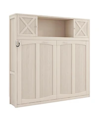 Streamdale Furniture Full Size Murphy Bed with Storage Cabinets, Beige