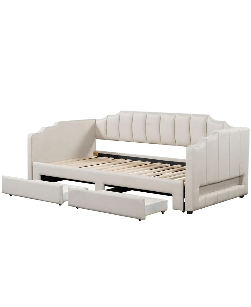Streamdale Furniture Twin Xl Extendable Upholstered Daybed with Storage & Led