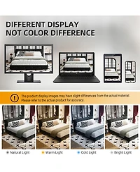 Streamdale Furniture Streamdale King Size Bed Frame with Tufted Headboard, Chenille Platform Bed, Black