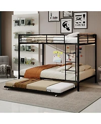 Streamdale Furniture Durable Square Tube Iron Bunk Bed with Safety Rails - Queen Size