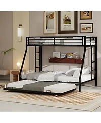 Streamdale Furniture High-Stability Queen Bunk Bed with Ladder & Trundle - Black (153cm x 203cm