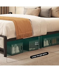 Streamdale Furniture Queen Size Upholstered Platform Bed Frame with Charging Station - Beige