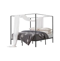 Slickblue Four Poster Metal Canopy Bed Frame for Modern Bedroom