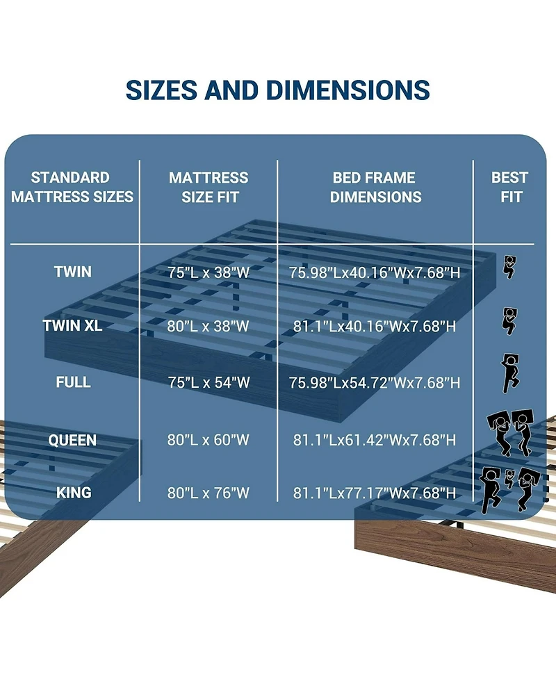 gaomon Queen Size Wood Platform Bed Frame, No Headboard, Wood Slat Support, No Box Spring Needed