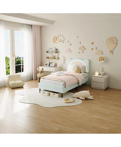 gaomon Twin Xl Kids Upholstered Platform Bed Frame with Adjustable Headboard