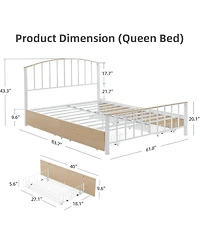 gaomon Queen Size Wood & Metal Bed Frame with 4 Storage Drawers Headboard & Footboard No Box Spring