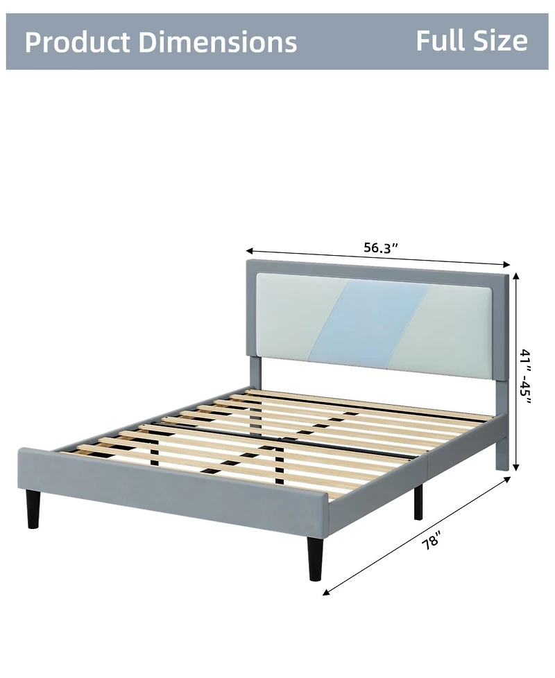 gaomon Full Size Triple Panel Platform Bed Frame Minimalist Mdf Construction Beige Finish No Box Spring Needed Easy Assembly
