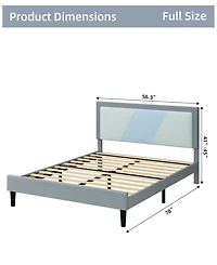 gaomon Full Size Triple Panel Platform Bed Frame Minimalist Mdf Construction Beige Finish No Box Spring Needed Easy Assembly