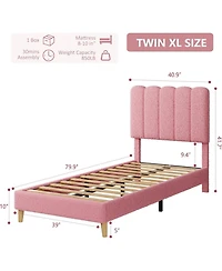 gaomon Easy Assembly Twin Size Boucle Bed Frame Space Saving, for Living Room