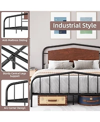 gaomon Easy Assembly Full Size Industrial Metal Platform Bed Frame Space Saving, for Living Room, Guest Room