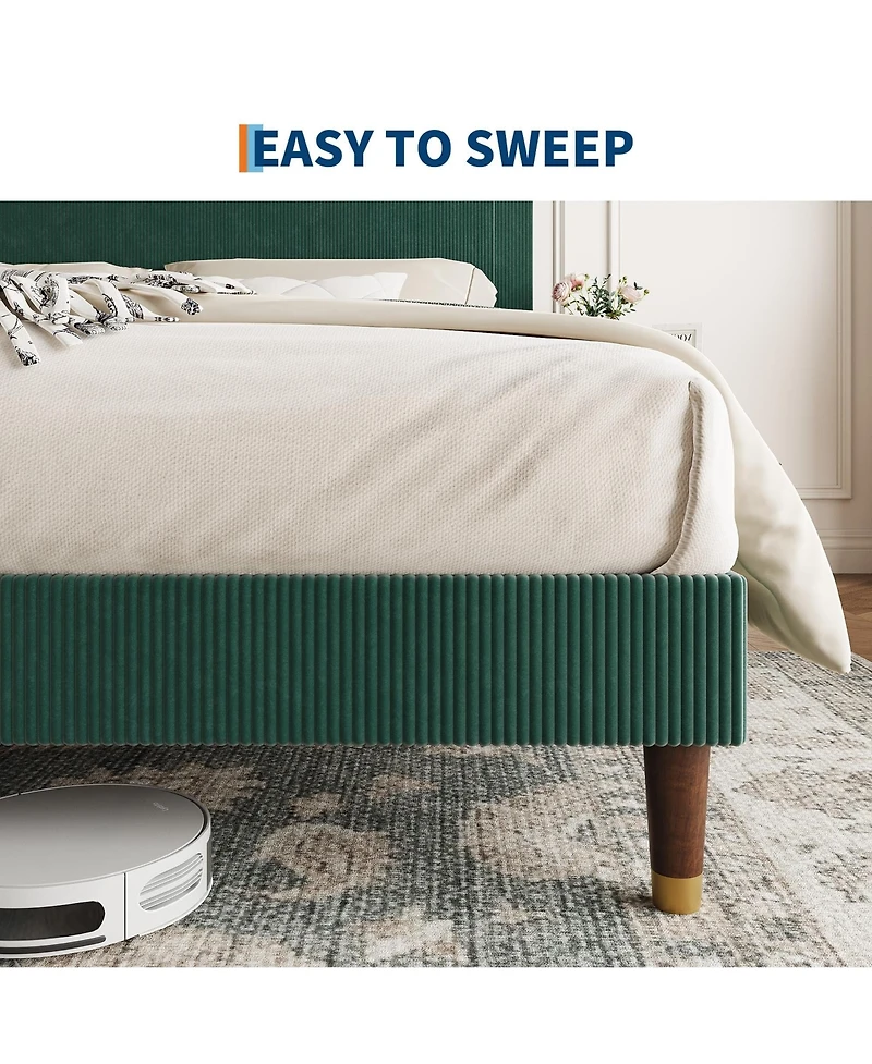 gaomon King Bed Frame Upholstered Platform Bed with Fabric Headboard, Non-Slip and Noise-Free