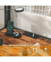 Likimio Twin Loft Bed with Desk, Power Outlet & Led Lighting, Space-Saving Design, Black