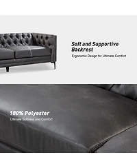 Hulala Home Wales Contemporary 84" Upholstered Button-tufted Sofa with Metal Legs