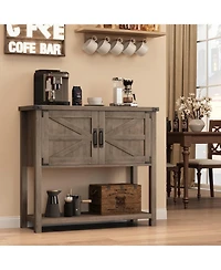 gaomon Gray Farmhouse Console Table with Cabinets and Drawers, Versatile Storage Solution for Hallway, Living Room