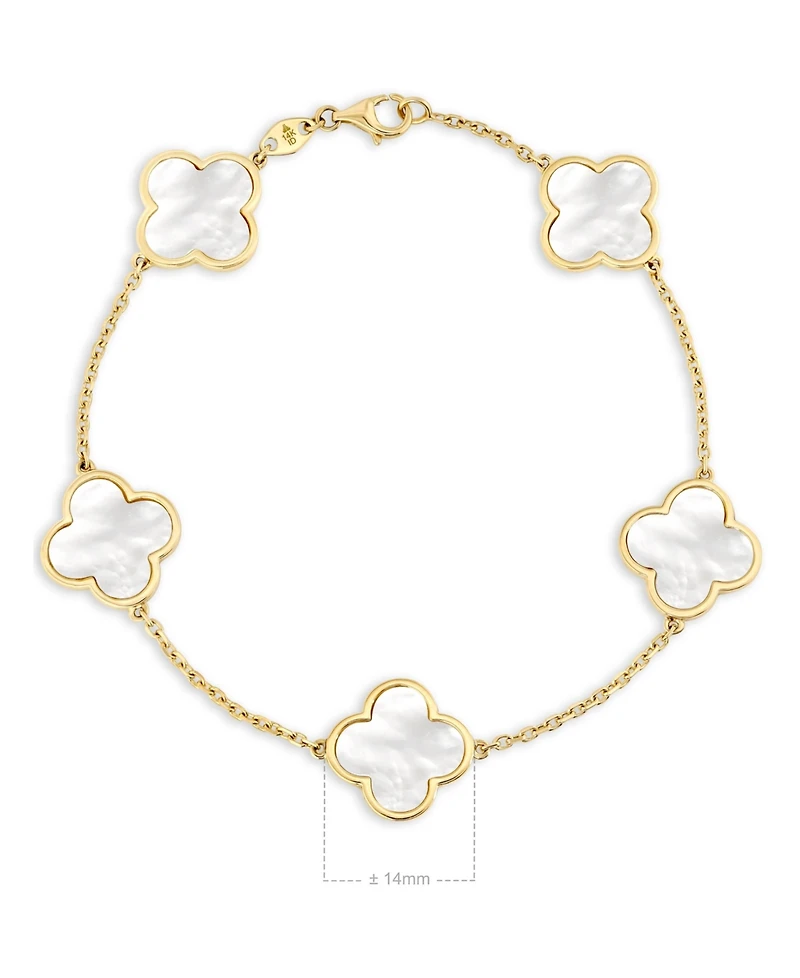 Devata Mother of Pearl Clover Bracelets in 14K Gold, in