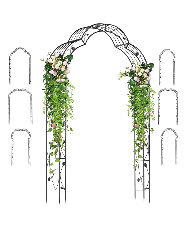 Gymax 99'' Tall Garden Arch Arbor Trellis w/6 Combination Ways & 2 Installation Methods