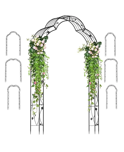 Gymax 99'' Tall Garden Arch Arbor Trellis w/6 Combination Ways & 2 Installation Methods