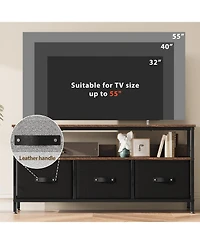 gaomon 3-Drawer Modern Tv Cabinet Lowboard with Open Shelves, Solid Steel Frame for TVs up to 55", Living Room Storage, Stylish Design