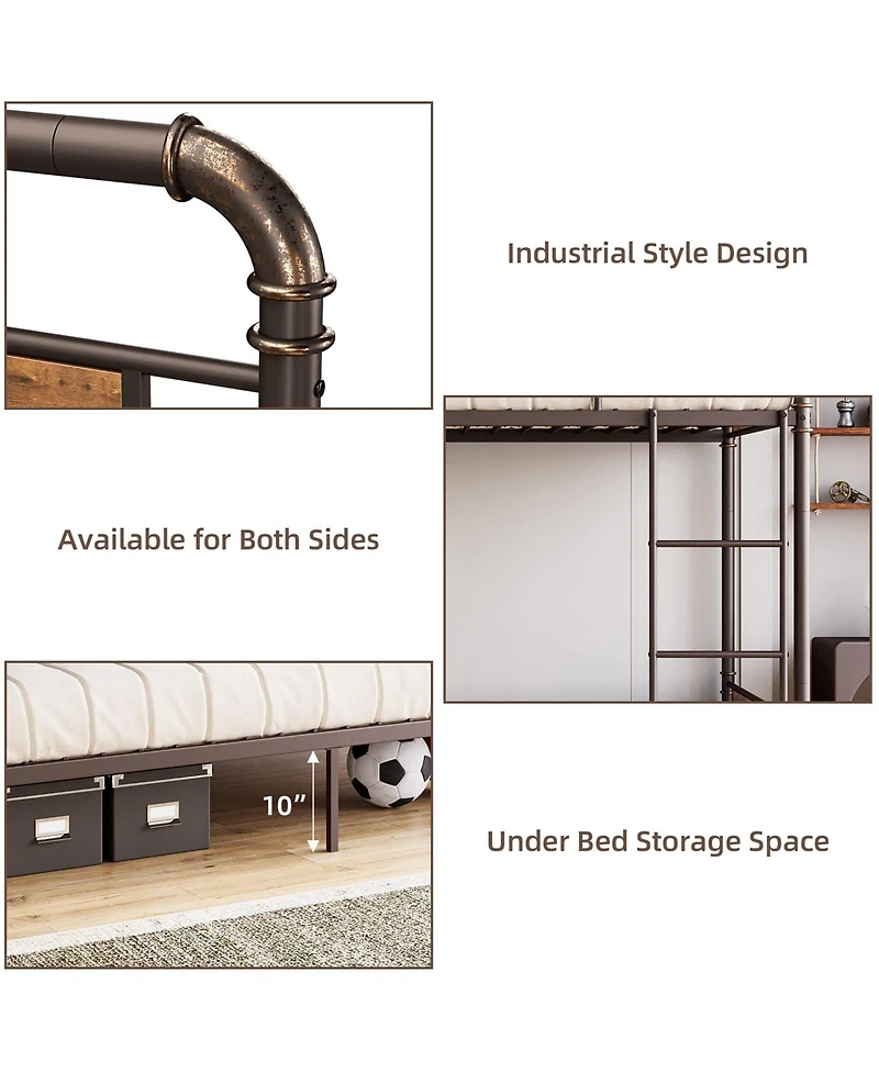 Gaomon Metal Bunk Bed Twin Over Twin for Kids, Heavy Duty Twin Size Convertible Bunk Bed with Guardrail & Ladders