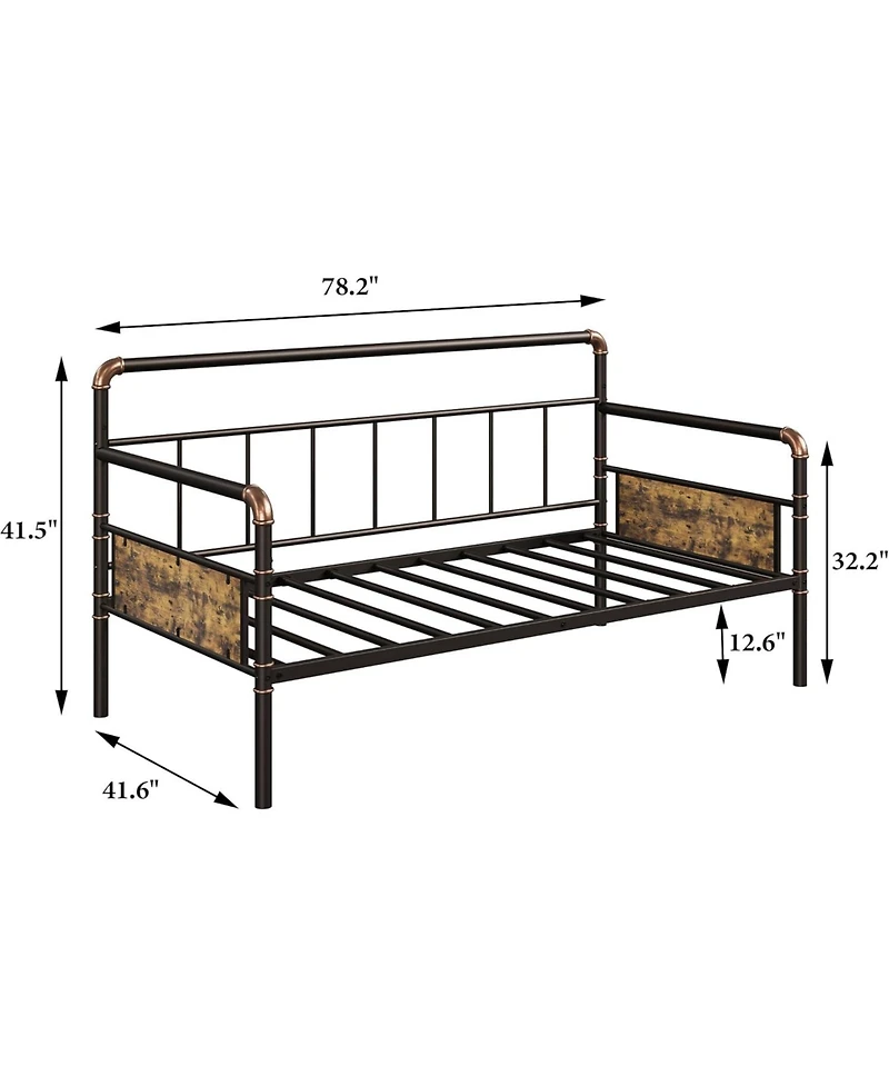 Gaomon Twin Size Daybed Frame with Headboard - Sturdy Metal & Mdf Sofa Bed for Living Room, Bedroom or Guest Room, Easy Assembly
