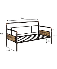 Gaomon Twin Size Daybed Frame with Headboard - Sturdy Metal & Mdf Sofa Bed for Living Room, Bedroom or Guest Room, Easy Assembly