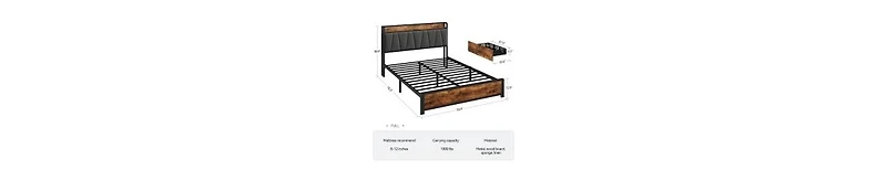 gaomon Full Size Bed Frame with Storage Linen Upholstered Headboard