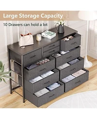 gaomon 10-Drawer Modern Fabric Dresser for Bedroom, Large Storage Chest, 45" Tv Stand, Living Room, Hallway Organizer