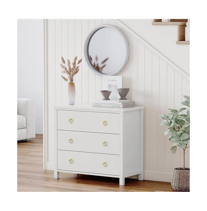 gaomon 3-Drawer Boho Rattan Dresser, Tall Modern Chest for Bedroom, Closet, Living Room, Nursery, Large Storage Cabinet