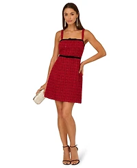 Adrianna Women's Square Neck Tweed Short Dress