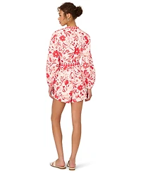 Adrianna by Papell Women's Cotton Printed Long-Sleeve Romper