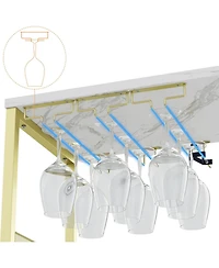 gaomon 3-Drawer Compact Mobile Filing Cabinet with Stylish Fabric, Storage Solution with Legs & Wheels, Bedroom, Gold