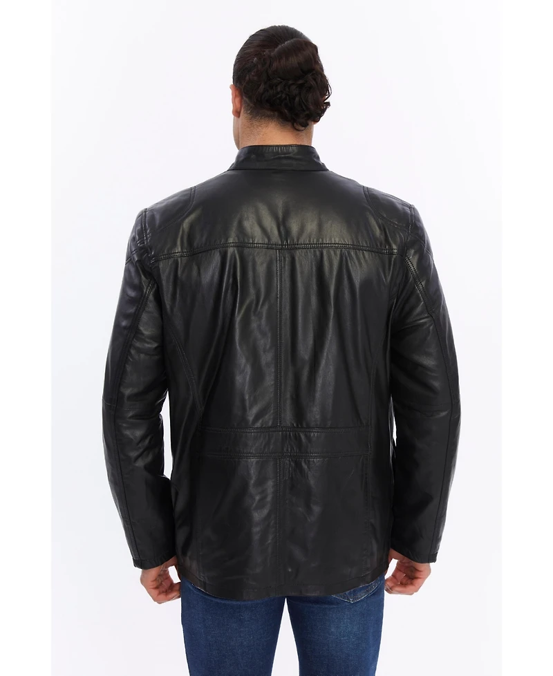 Furniq Uk Men's Utility Leather Jacket
